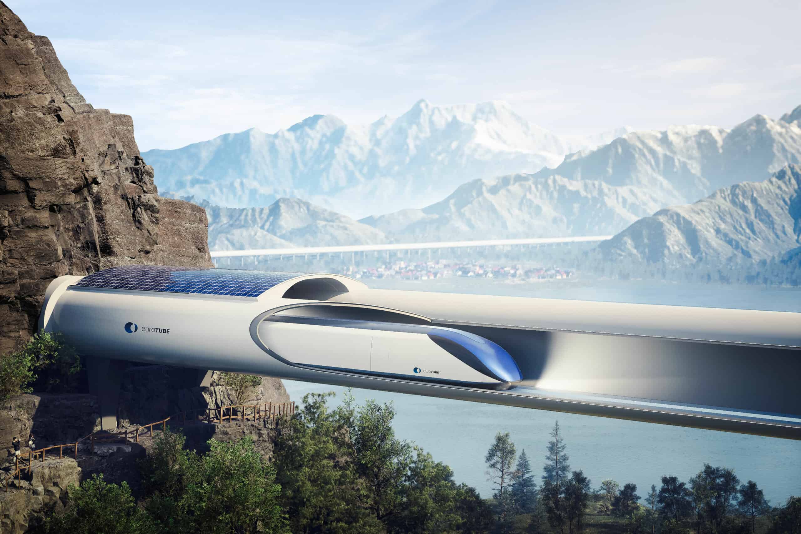 EuroTube hyperloop driving in swiss alps